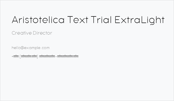 Aristotelica Text Trial ExtraLight Business Card