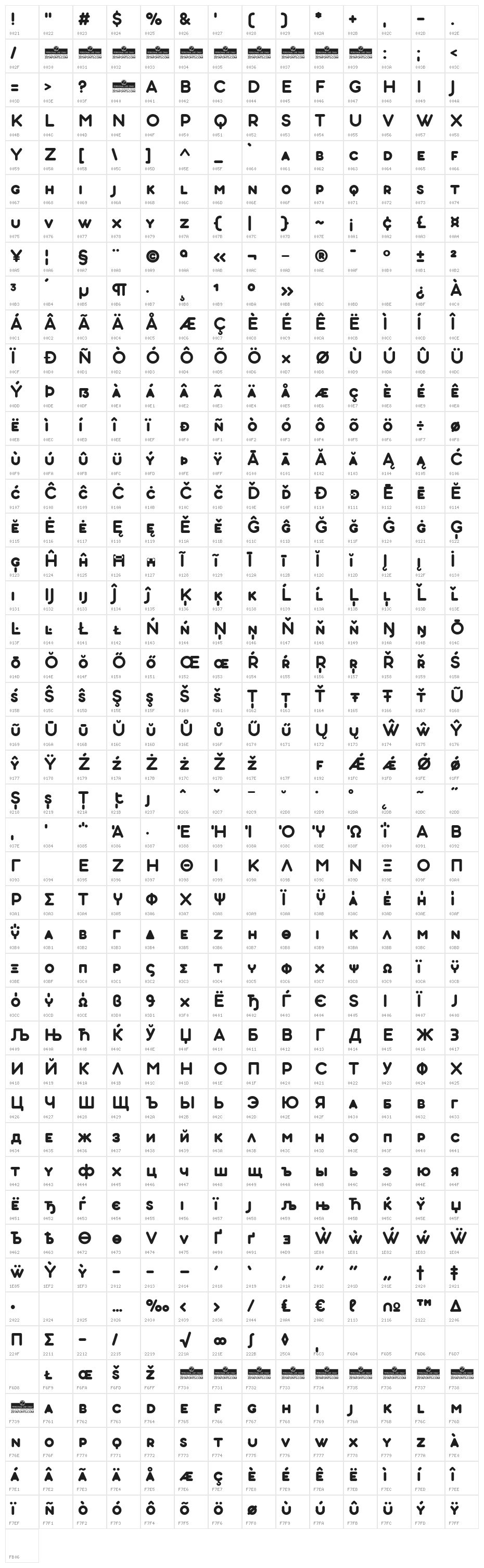 AristotelicaSmallCaps-Bold Character Map