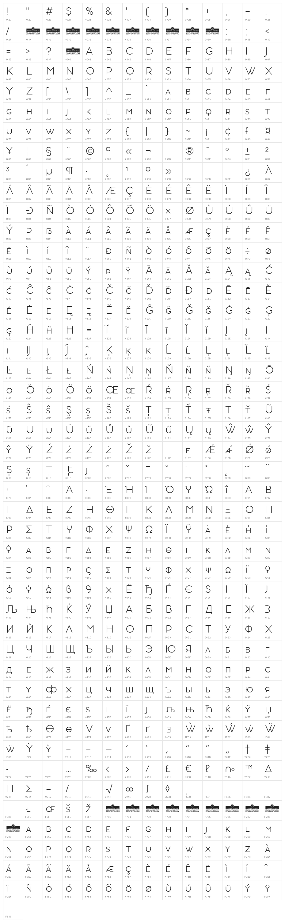 AristotelicaSmallCaps-ExtraLigh Character Map