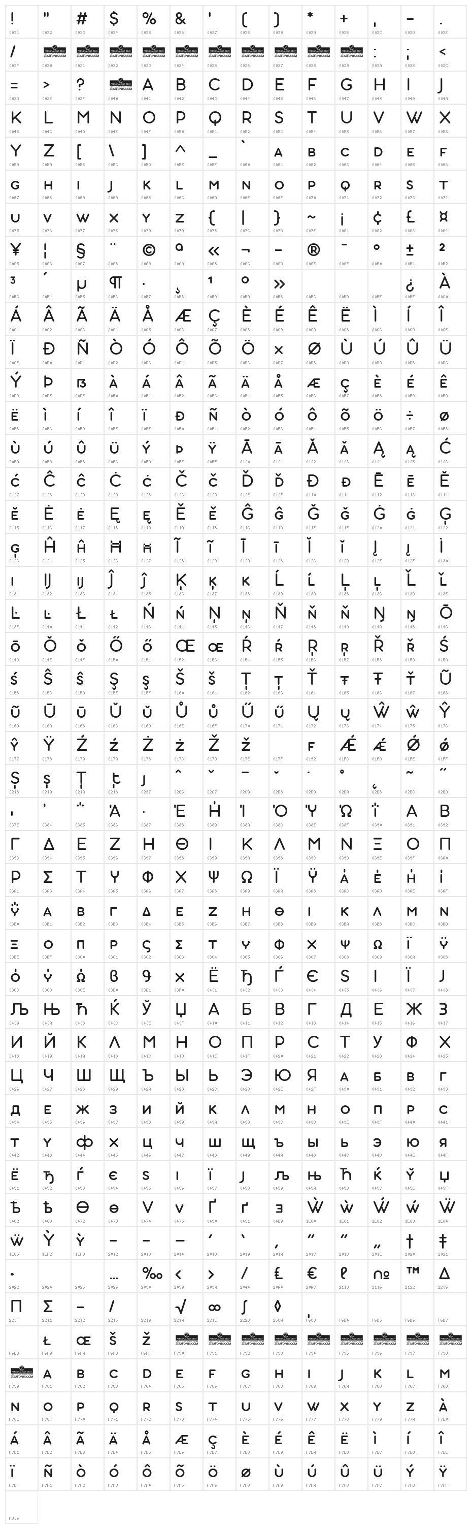AristotelicaSmallCaps-Regular Character Map
