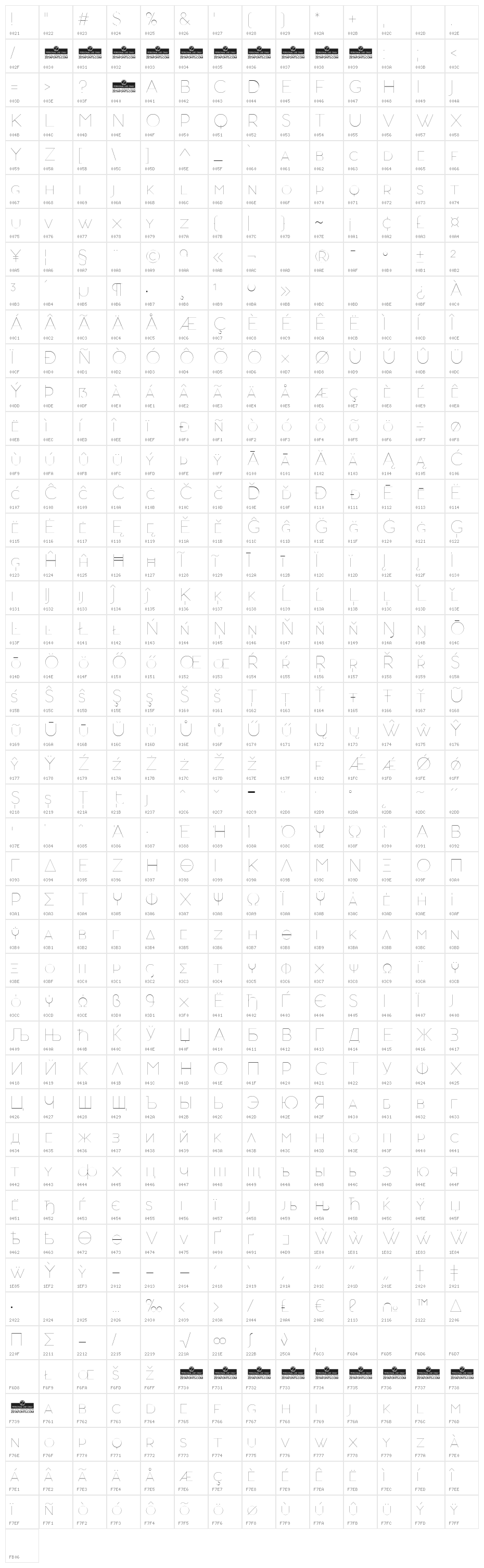 AristotelicaSmallCaps-UltraLigh Character Map