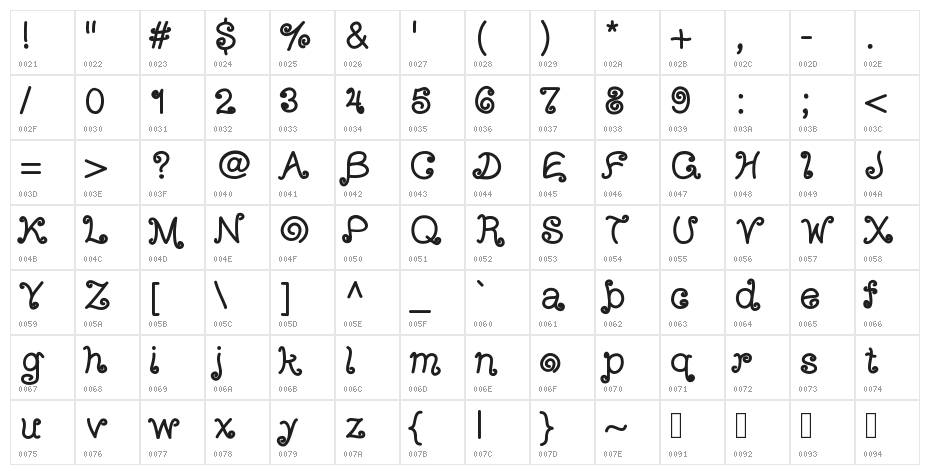 ArizonaTumbleweedBold Character Map