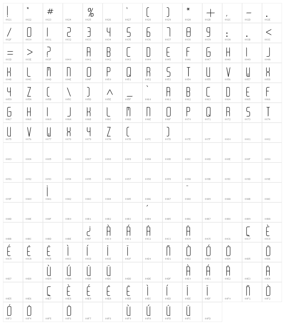 Arkadia bold Character Map