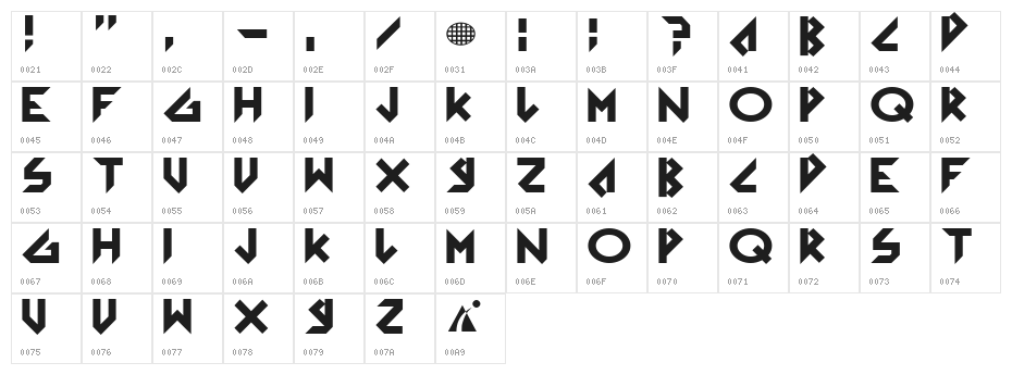 Arkanoid Solid Character Map