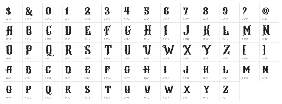 ArlingtonDEMO Character Map