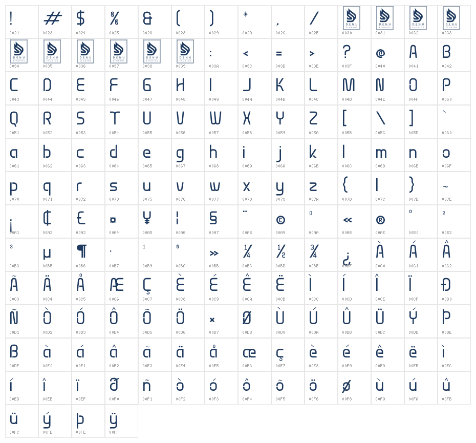 Arlork Character Map