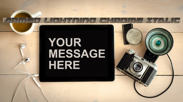 Armed Lightning Chrome Italic Font examples
