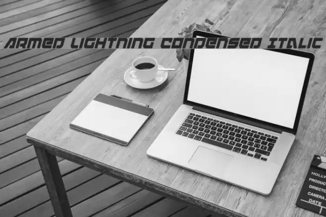 Armed Lightning Condensed Italic Font examples
