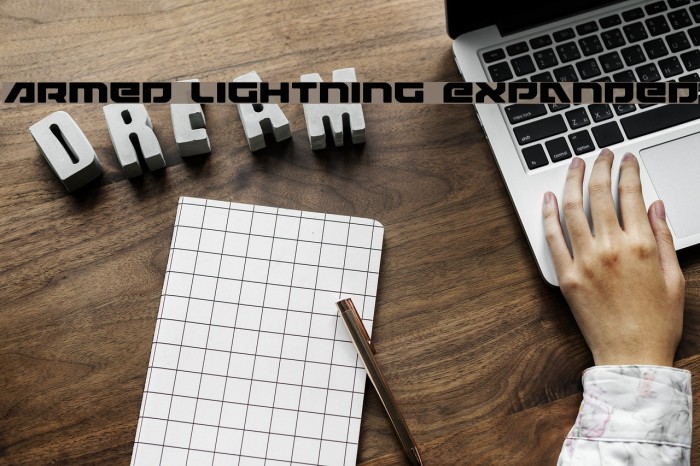 Armed Lightning Expanded Font examples