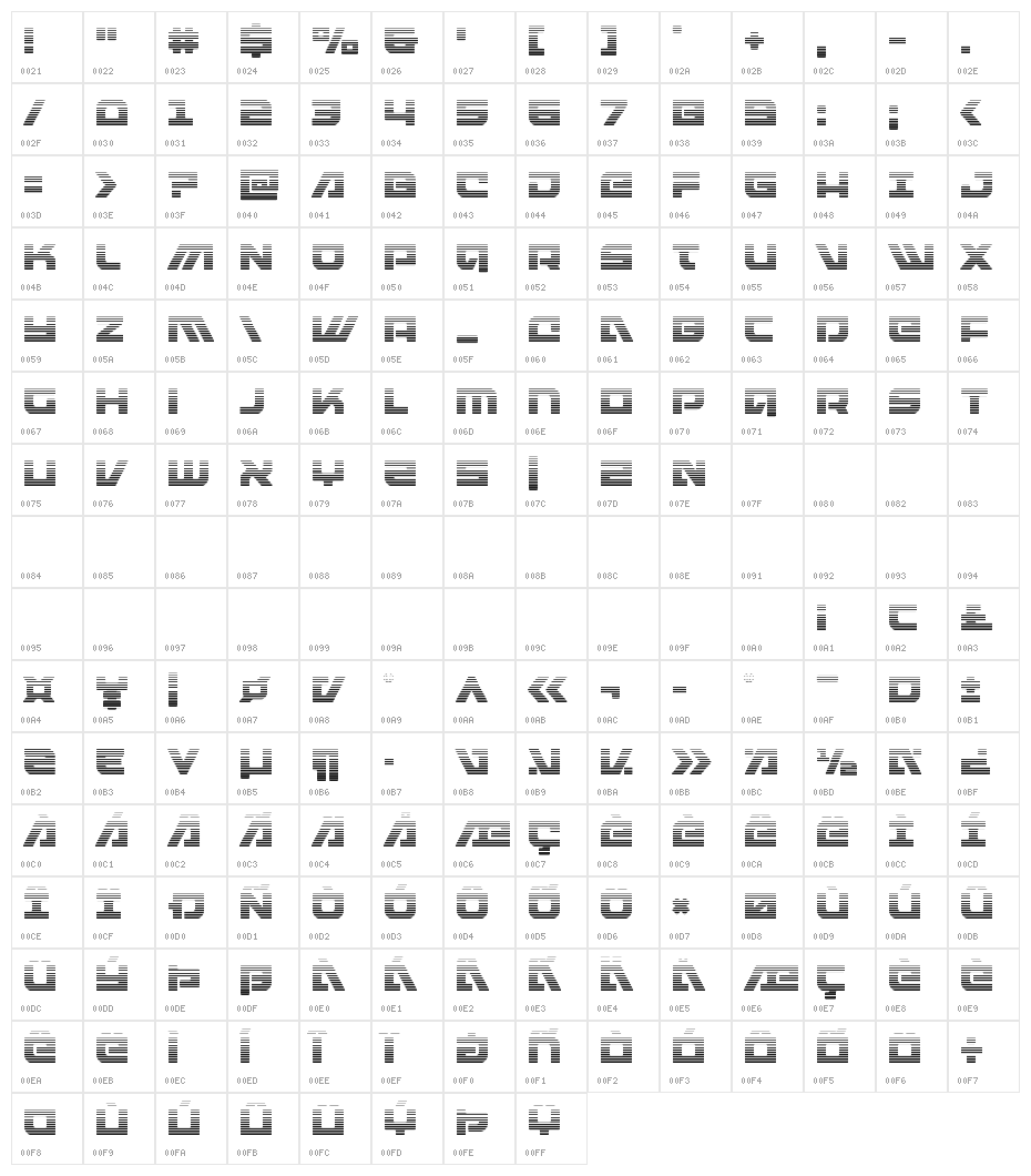 Armed Lightning Gradient Character Map