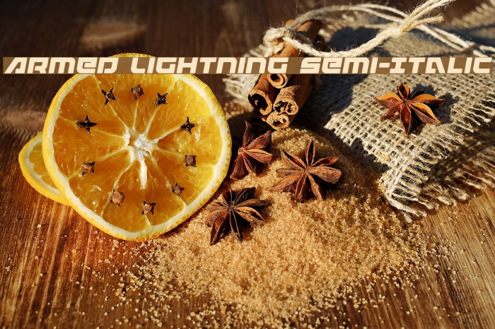 Armed Lightning Semi-Italic Font examples