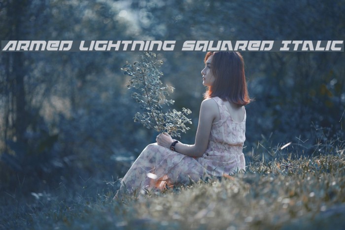 Armed Lightning Squared Italic Font examples