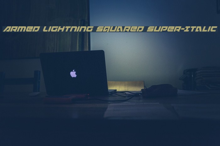 Armed Lightning Squared Super-Italic Font examples