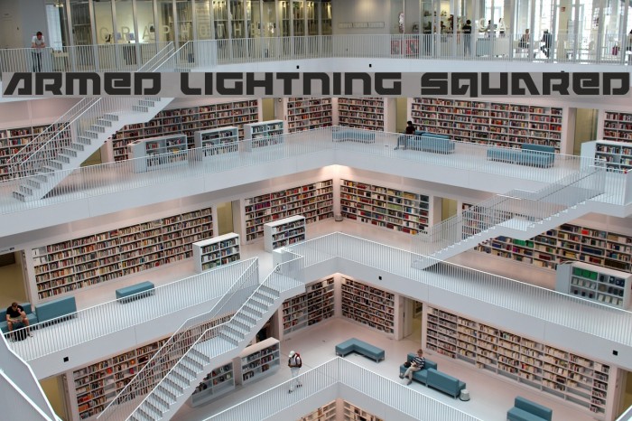 Armed Lightning Squared Font examples