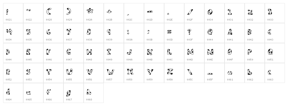Army Beans Regular Character Map