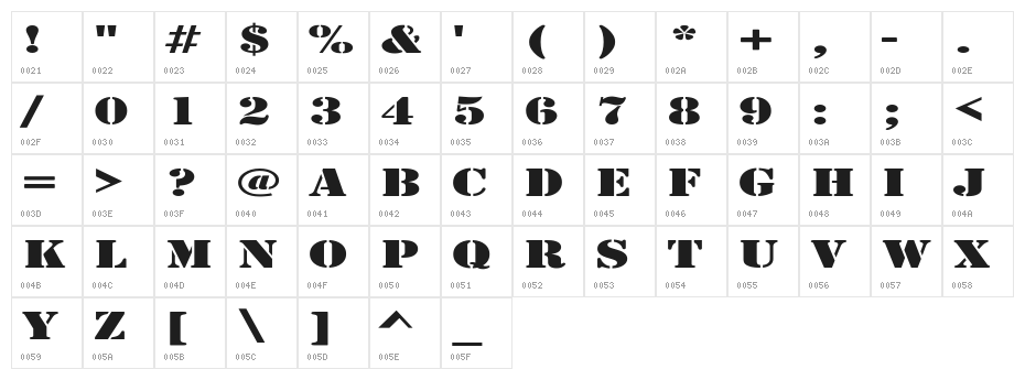 Army Expanded Character Map