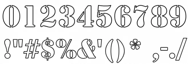 Army Hollow Condensed Шрифта ДРУГИЕ символов