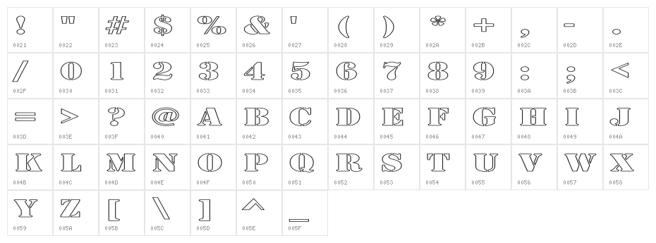 Army Hollow Expanded Character Map