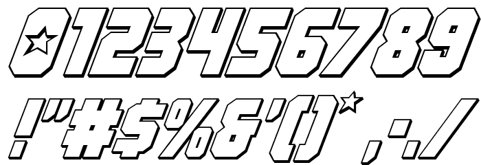 Army Rangers 3D Italic Font OTHER CHARS