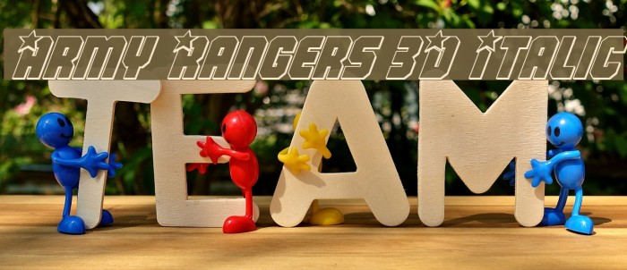 Army Rangers 3D Italic Font examples
