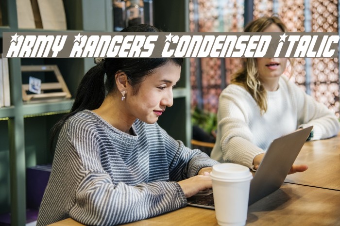 Army Rangers Condensed Italic Font examples