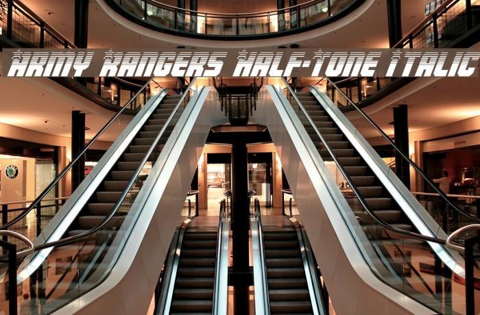 Army Rangers Half-Tone Italic Font examples