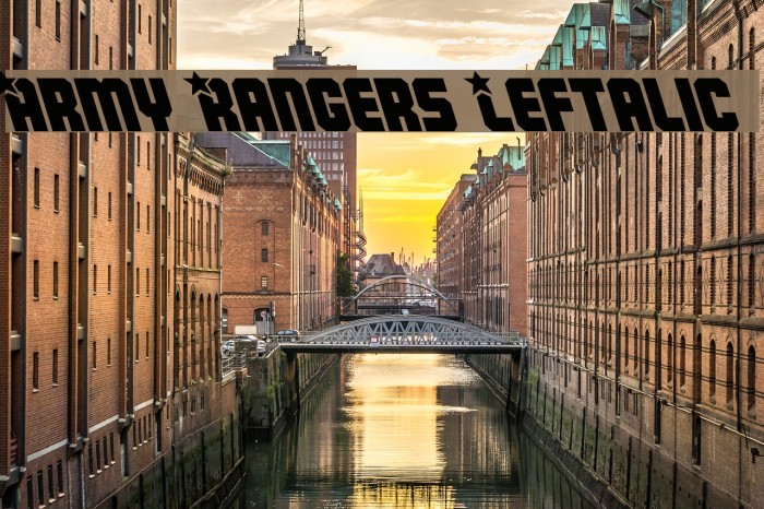 Army Rangers Leftalic Font examples