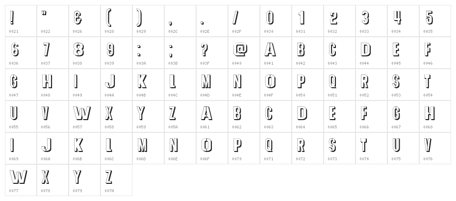 Army Watch Gleam Regular Character Map