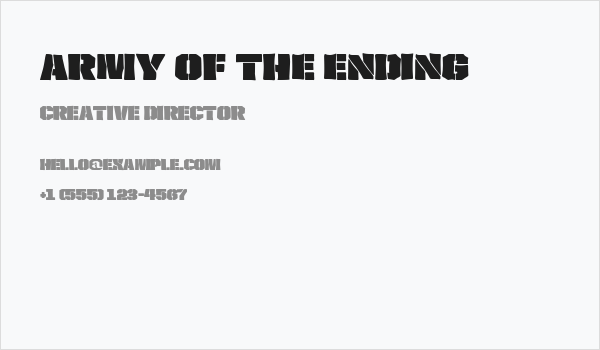 Army of the Ending Business Card