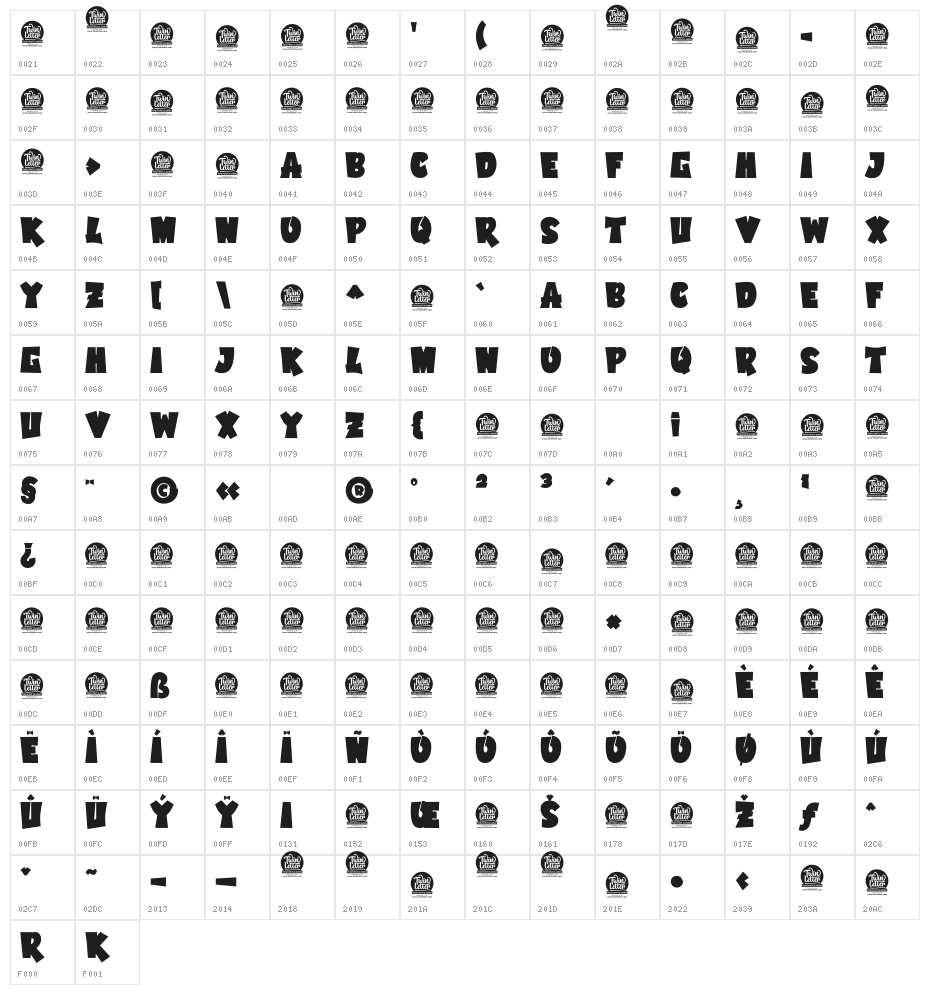 Arogun Bold Personal Use Character Map