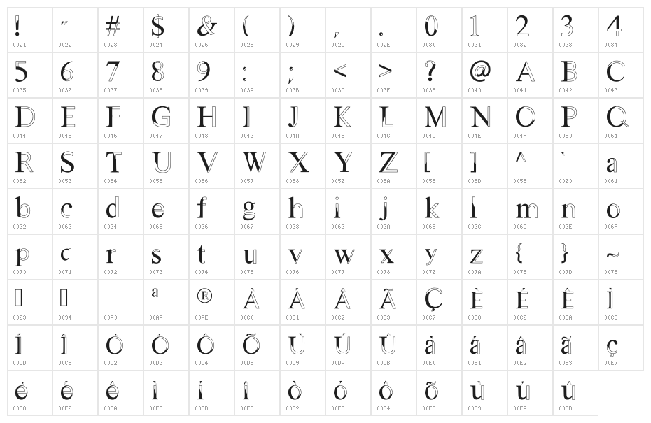 Arquiteto Regular Character Map