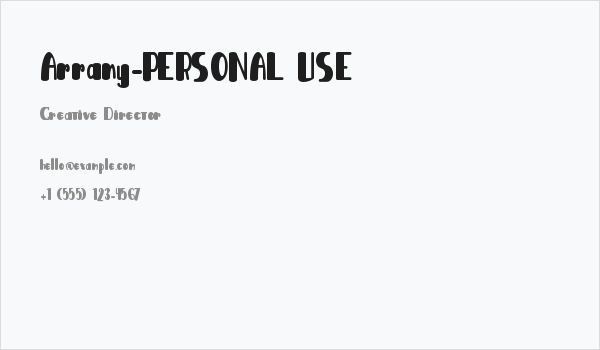 Arrany-PERSONAL USE Business Card