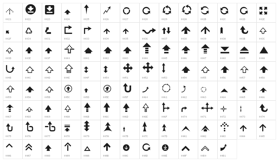 Arrow 7 Character Map