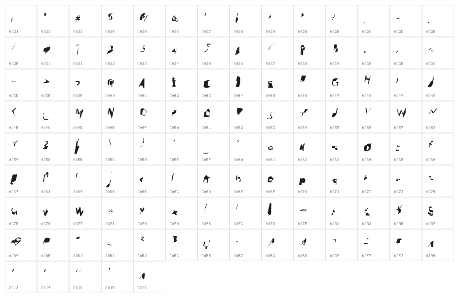 Arrow Italic Character Map
