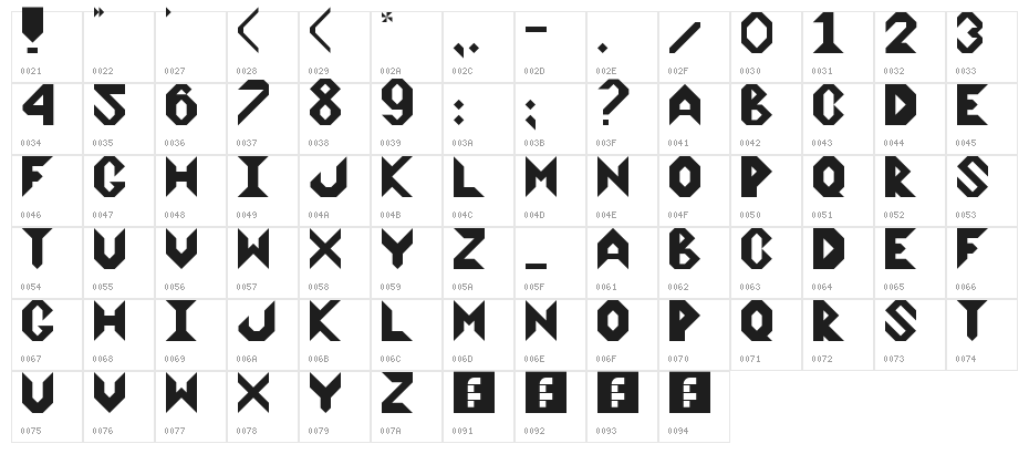 Arrowhead Regular Character Map