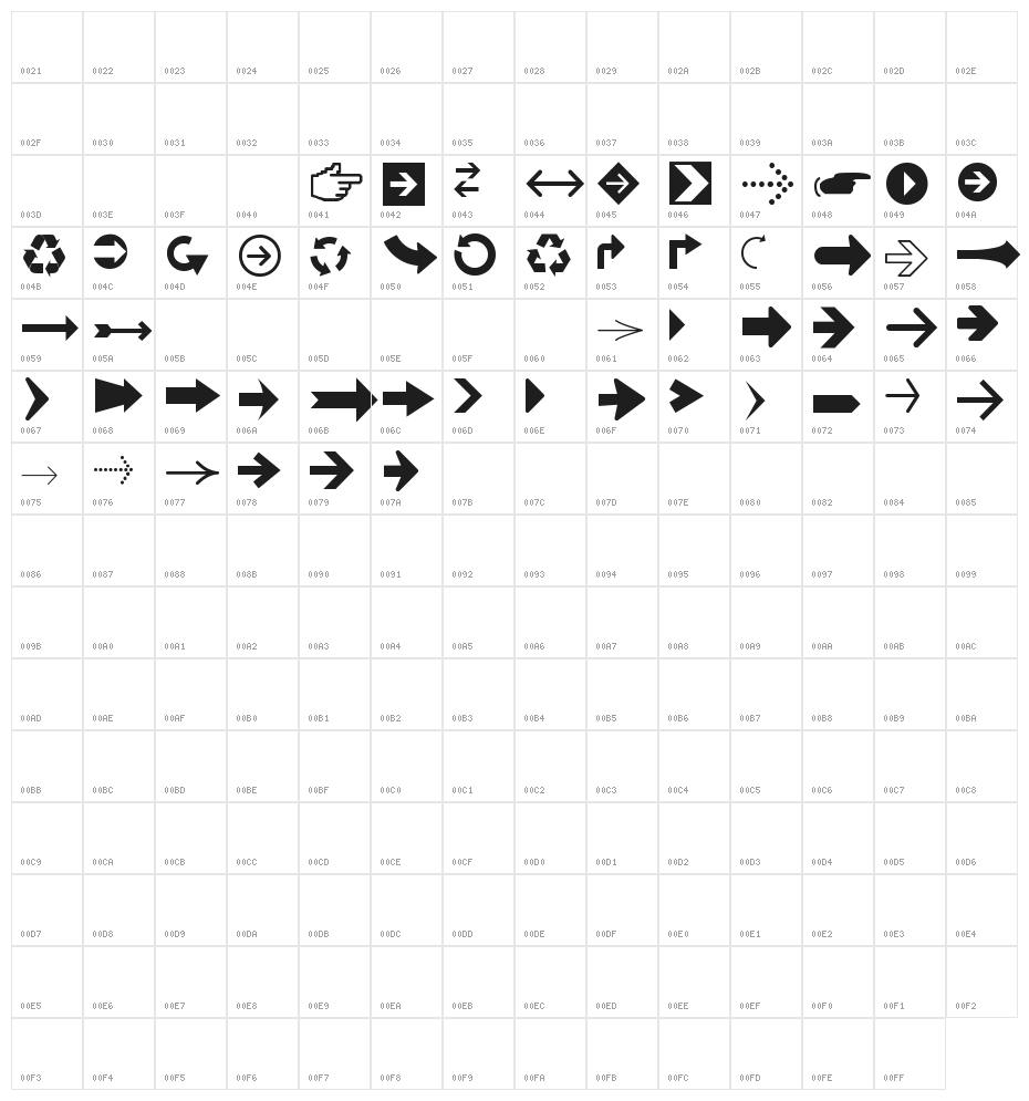 Arrows tfb Character Map