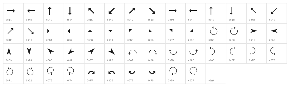 Arrows Character Map