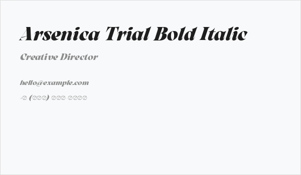Arsenica Trial Bold Italic Business Card