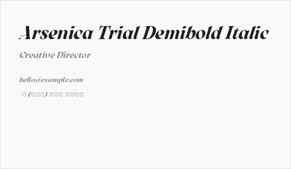 Arsenica Trial Demibold Italic Business Card