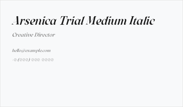 Arsenica Trial Medium Italic Business Card
