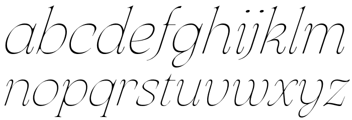 Arsenica Trial Thin Italic Font LOWERCASE