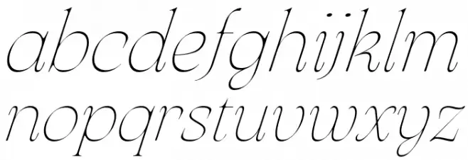 Arsenica Trial Thin Italic Caratteri MINUSCOLO