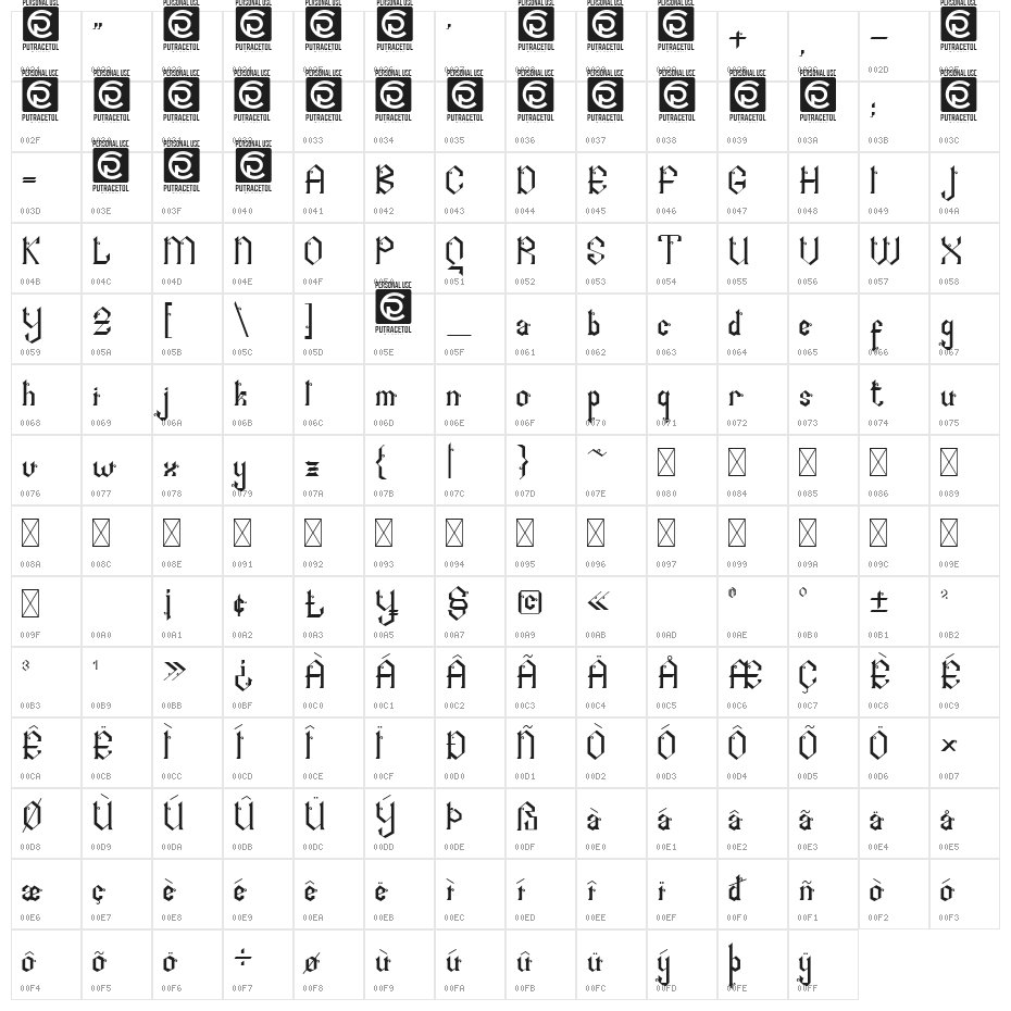 Arshaka Character Map