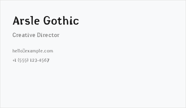 Arsle Gothic Business Card