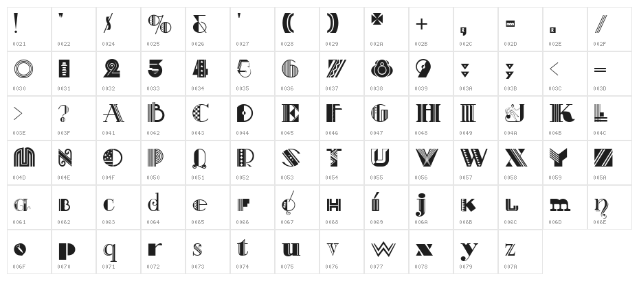 Art-Decorina Character Map