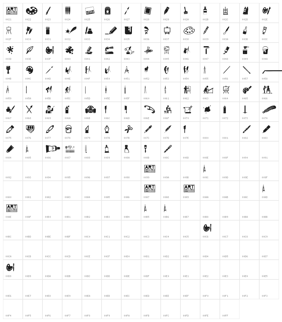 Art Icons and Tools Character Map