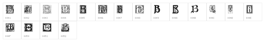 Art Nouveau Initials B Character Map