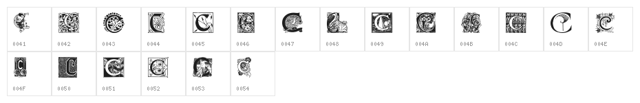 Art Nouveau Initials C Character Map