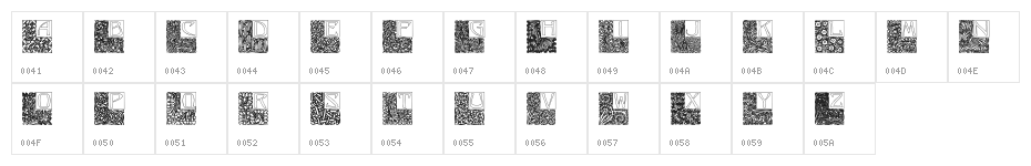 Art Nouveau Initials Character Map