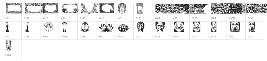 Art Noveau Headers Character Map